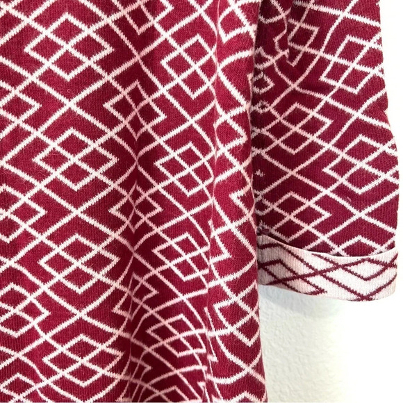 Anthropologie Moth Alpaca Cowl Turtleneck Sweater Maroon Geometric Print - Picture 9 of 9